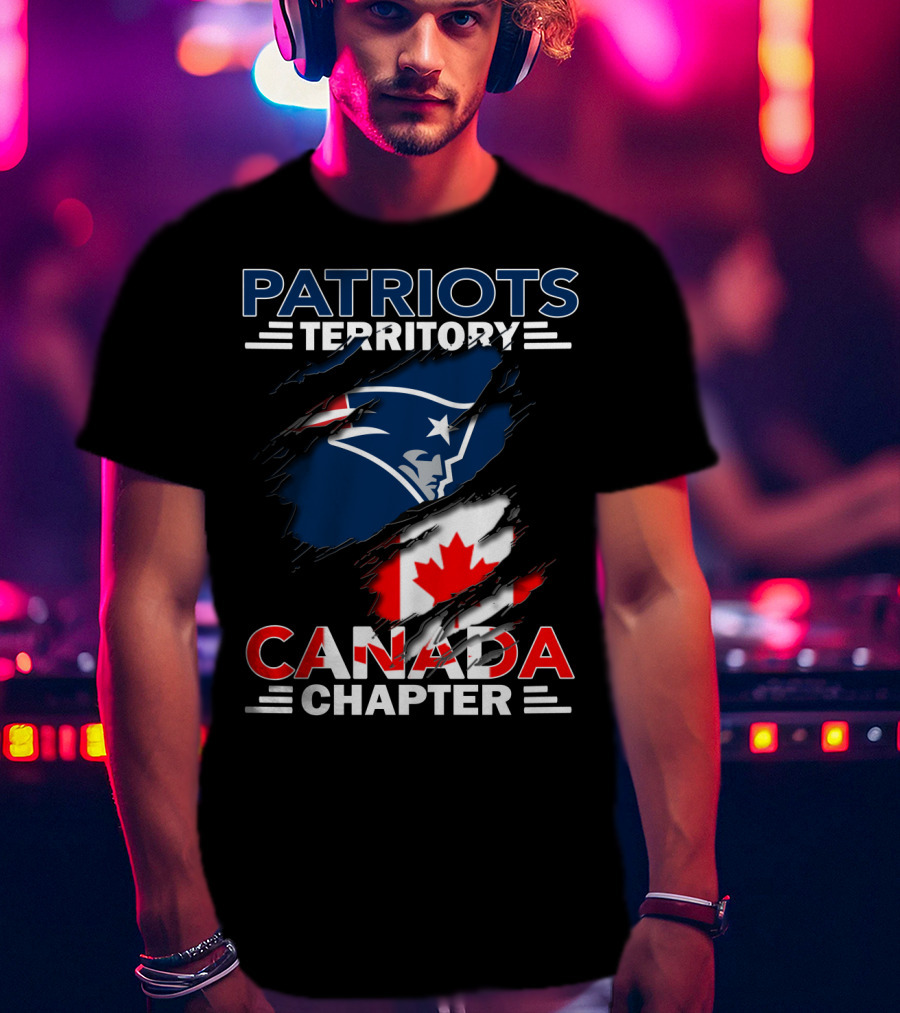 Patriots Territory Canada Chapter Maple Leaf Flag NFL T-Shirt