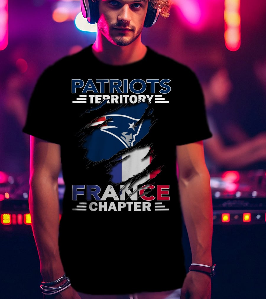 New England Patriots Territory France Chapter Flag T-Shirt