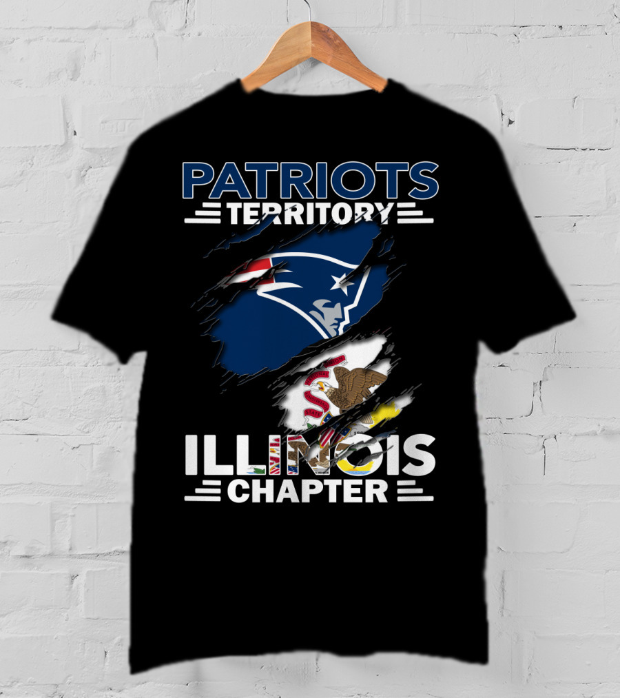 Patriots Territory Illinois Chapter New England Patriots Logo And Illinois Flag T-Shirt