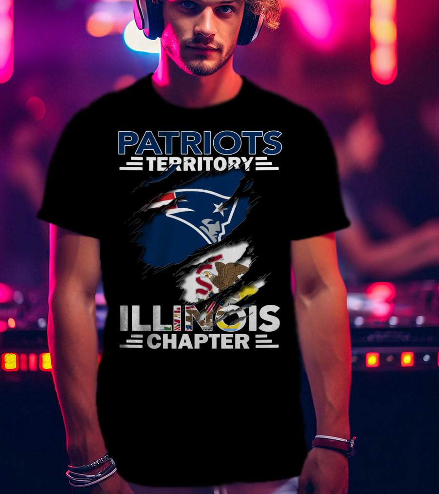 Patriots Territory Illinois Chapter New England Patriots Logo And Illinois Flag T-Shirt
