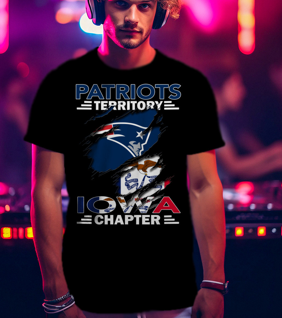 Patriots Territory Iowa Chapter New England Patriots Flag Emblem T-Shirt