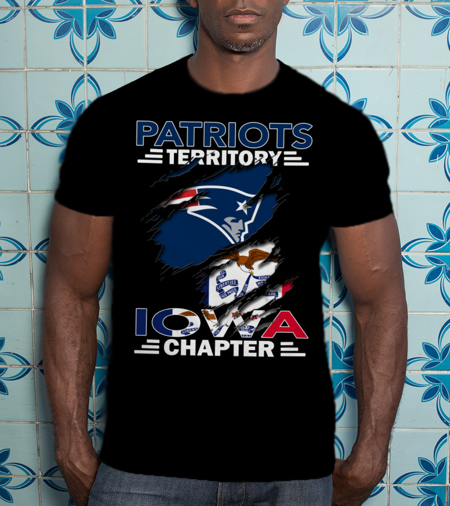 Patriots Territory Iowa Chapter New England Patriots Flag Emblem T-Shirt