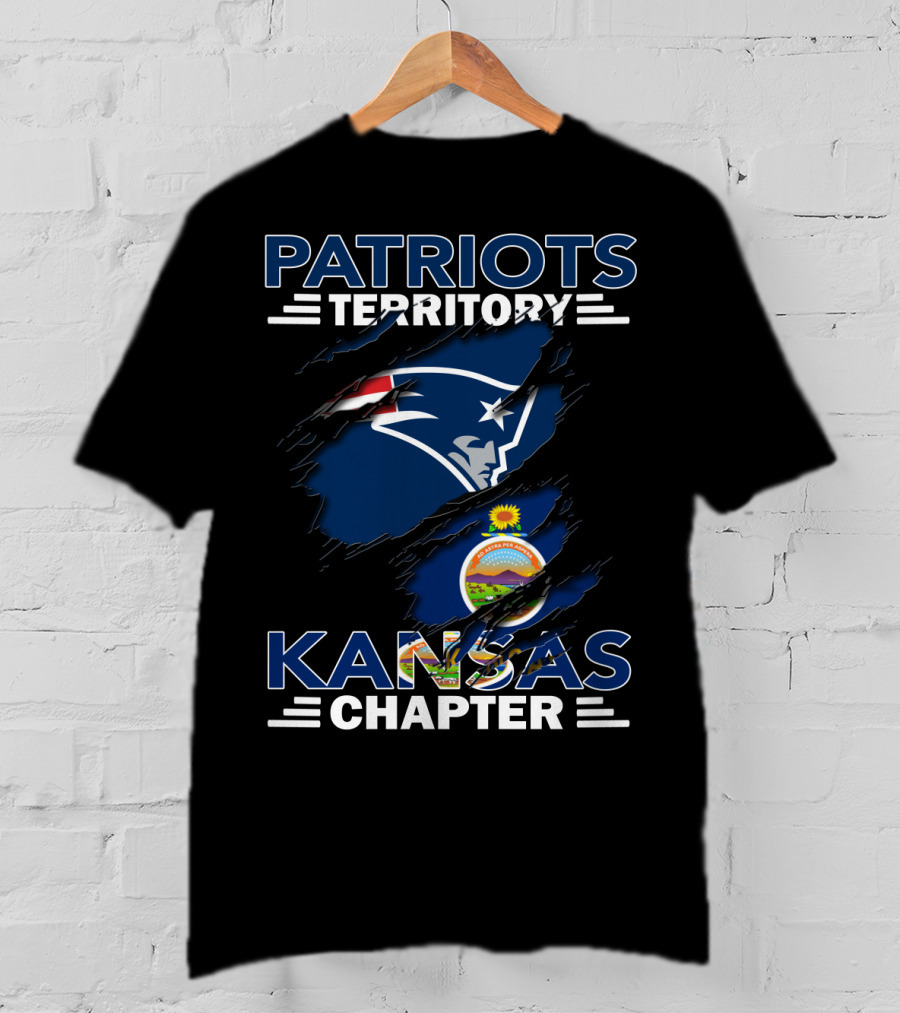 Patriots Territory Kansas Chapter New England Logo With Kansas State Seal T-Shirt