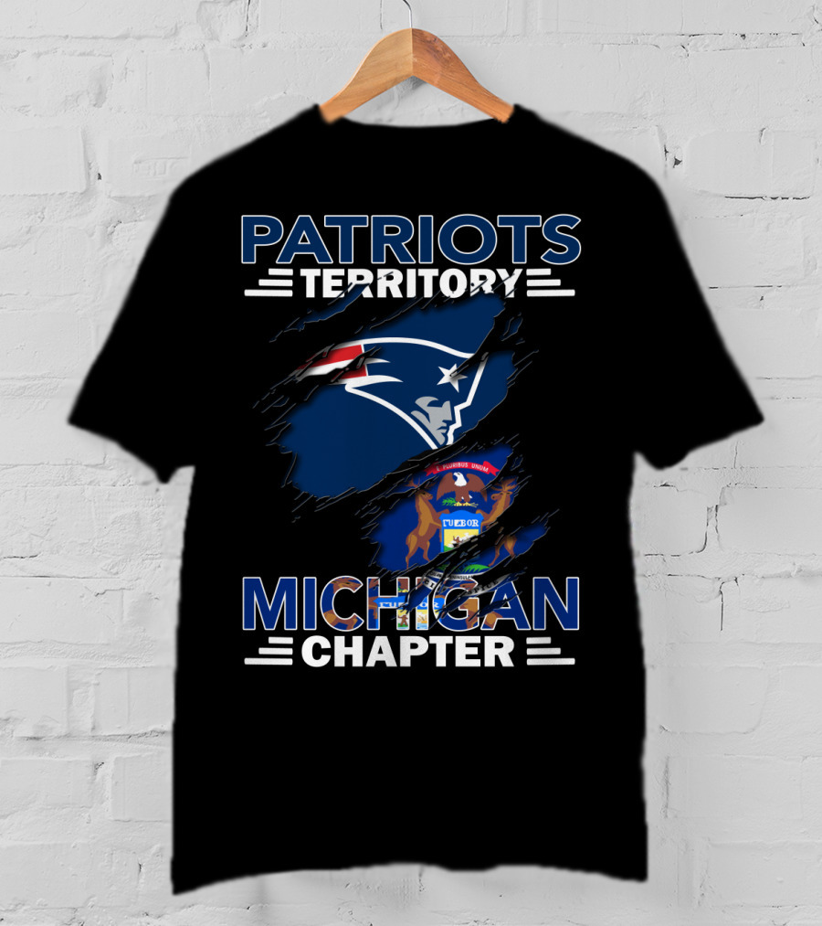 Patriots Territory Michigan Chapter New England Patriots Logo Michigan State Flag T-Shirt