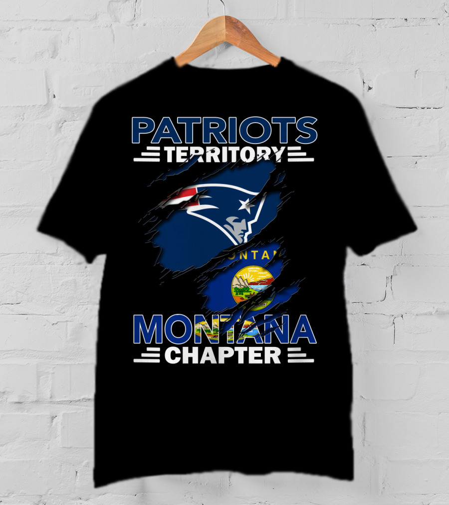 Patriots Territory Montana Chapter With New England Patriots Logo And Montana Flag Elements T-Shirt