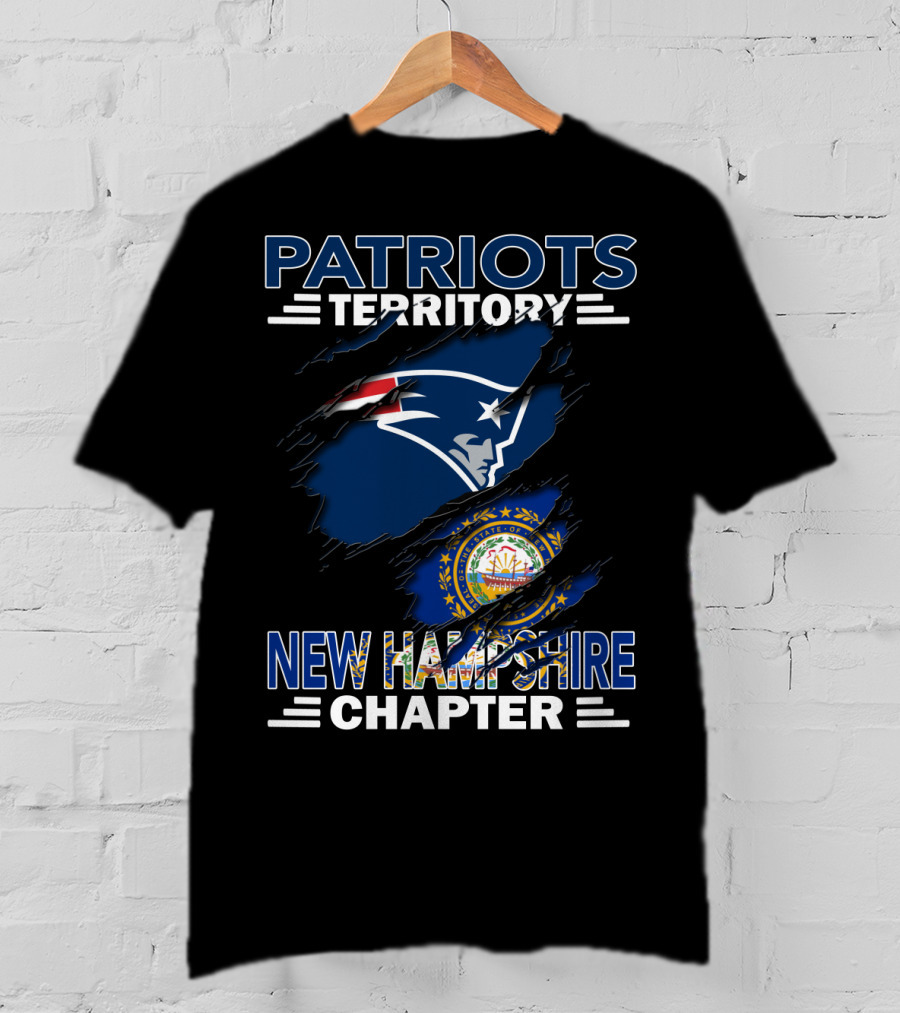 Patriots Territory New Hampshire Chapter Logo With New England Flag And State Seal T-Shirt
