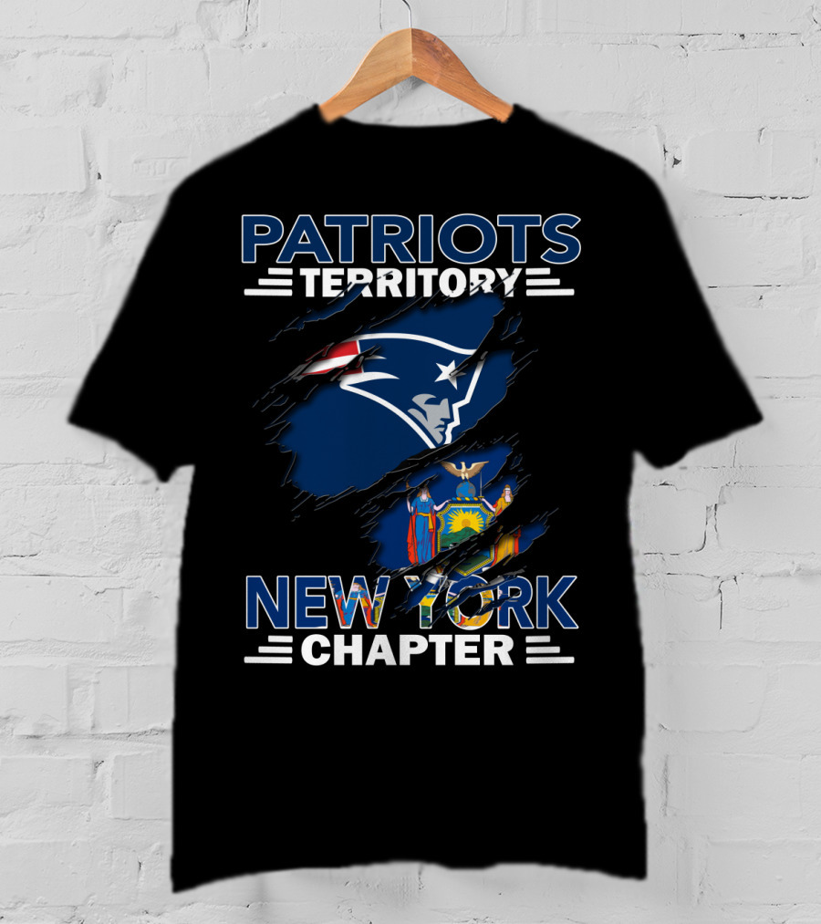 Patriots Territory New York Chapter Flag Inspired Ripped T-Shirt