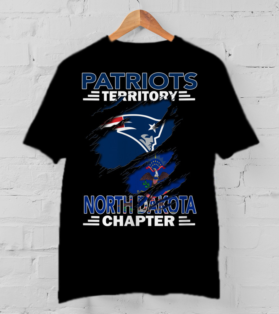 Patriots Territory North Dakota Chapter With Team Logo And State Flag T-Shirt