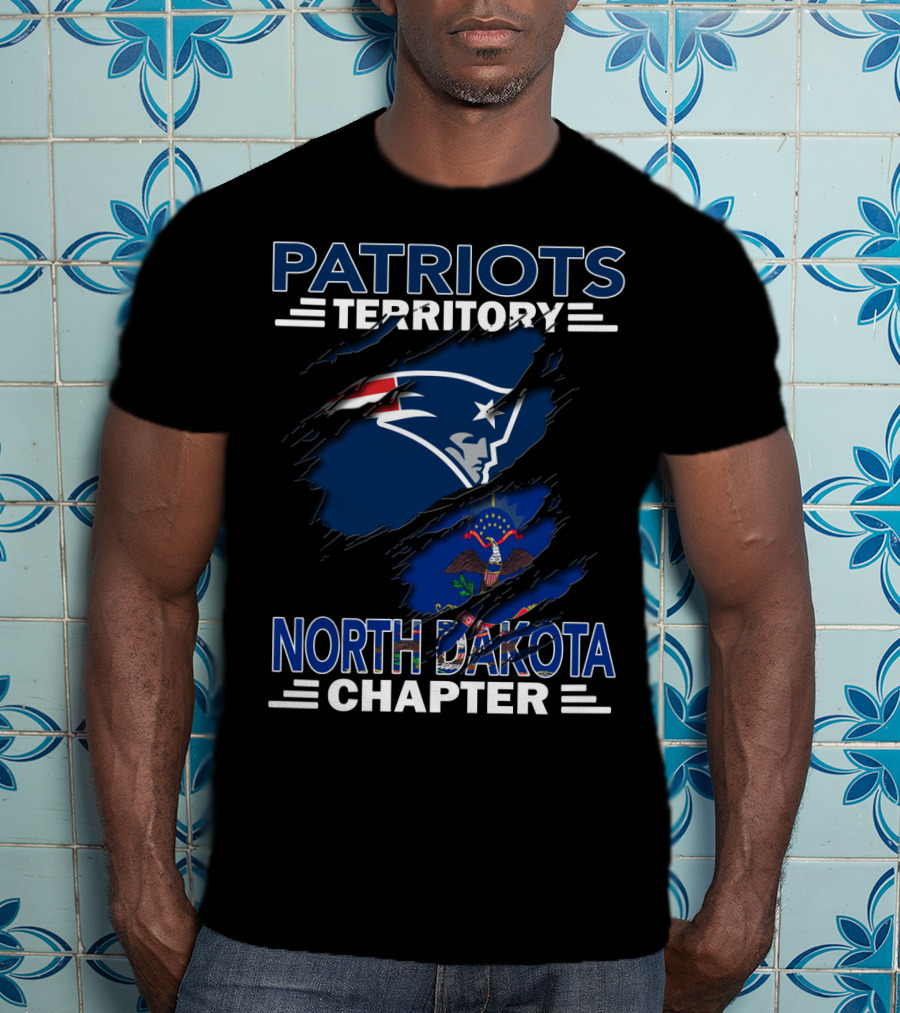 Patriots Territory North Dakota Chapter With Team Logo And State Flag T-Shirt