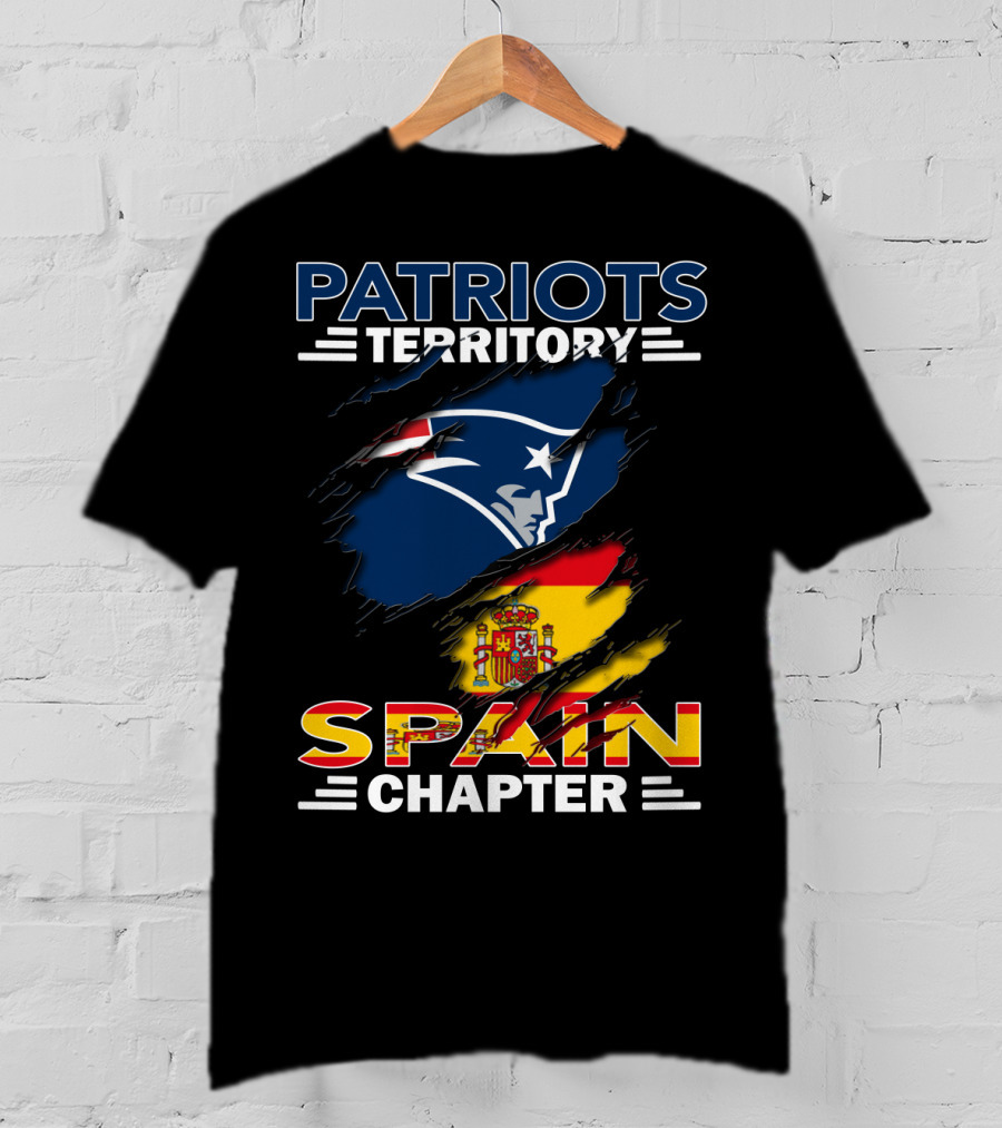 Patriots Territory Spain Chapter With Team Logo And Flag T-Shirt