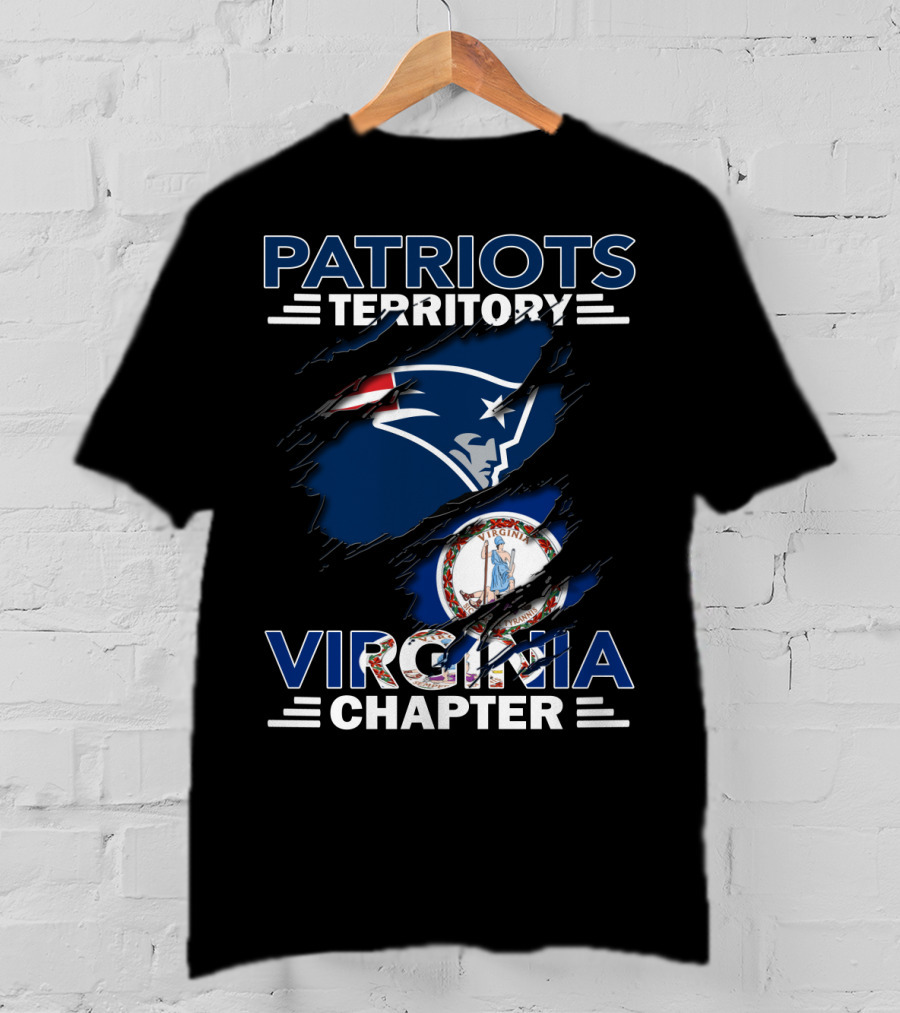 Patriots Territory Virginia Chapter New England Fan Club With Virginia State Seal T-Shirt