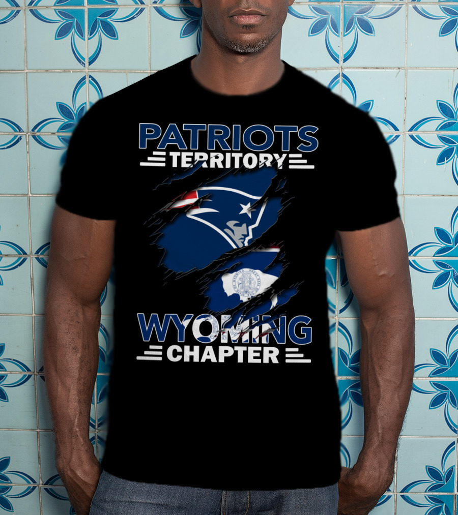 Patriots Territory Wyoming Chapter New England Patriots Logo And Wyoming Flag Elements T-Shirt