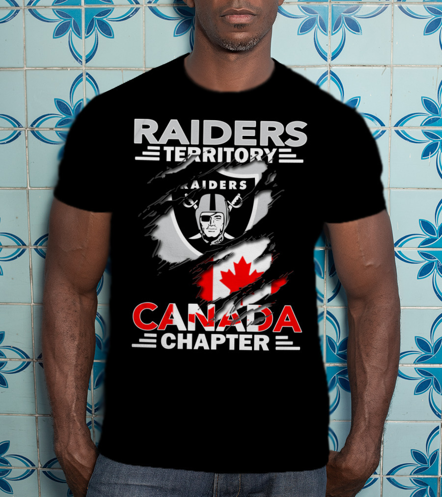 Raiders Territory Canada Chapter Raiders Flag Logo Canadian Flag T-Shirt