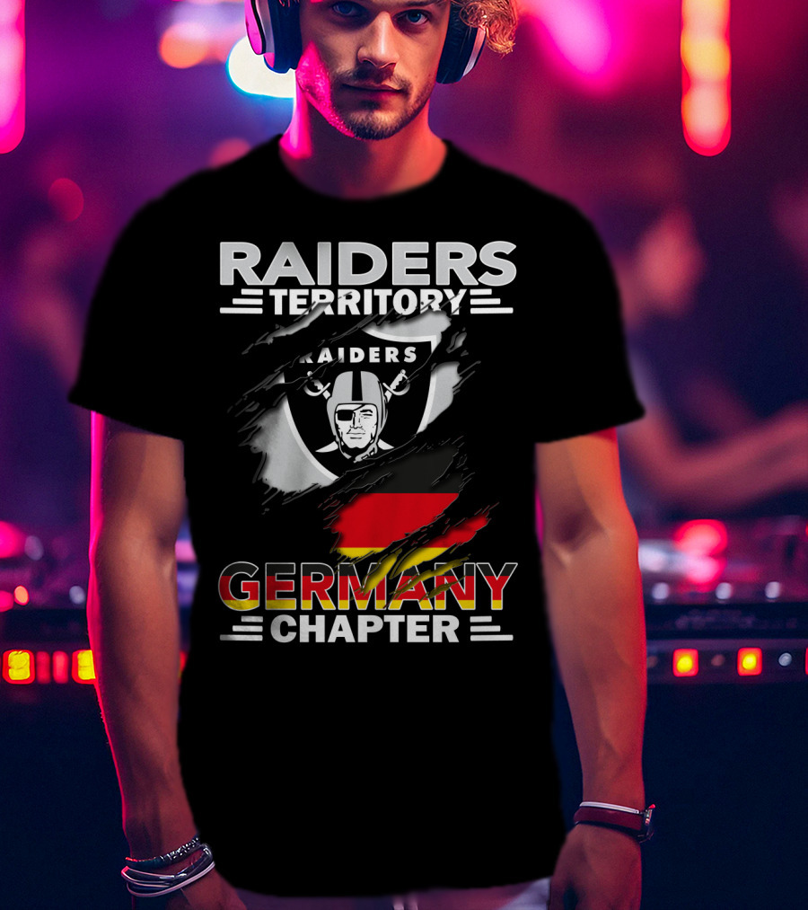 Raiders Territory Germany Chapter Shield With Raiders Logo And National Colors T-Shirt