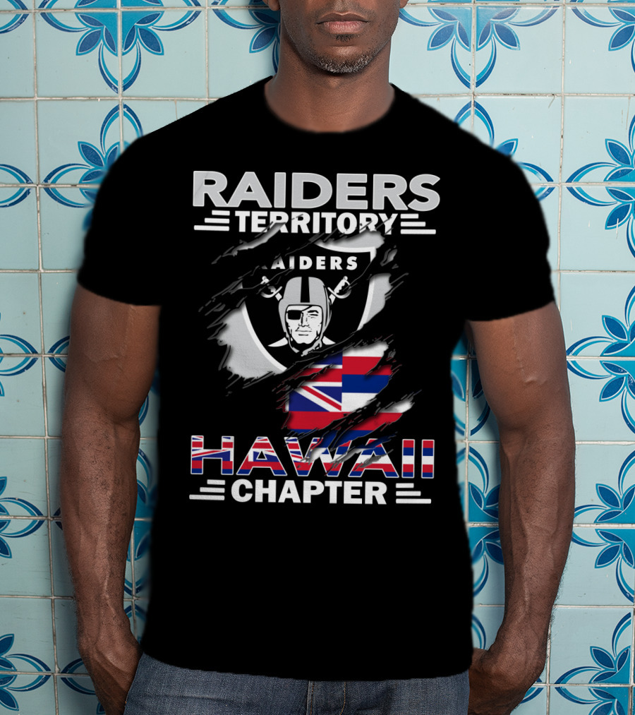 Raiders Territory Hawaii Chapter Nfl Raiders Logo With Hawaiian Flag Elements T-Shirt