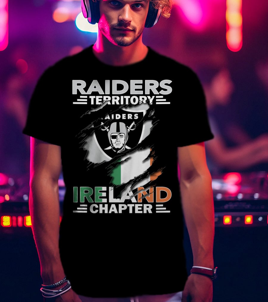 Raiders Territory Ireland Chapter Shield With Irish Flag T-Shirt
