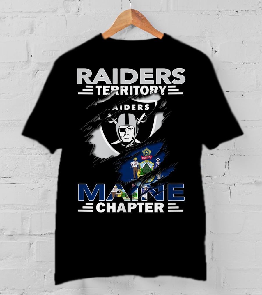 Raiders Territory Maine Chapter Maine State Flag Football T-Shirt