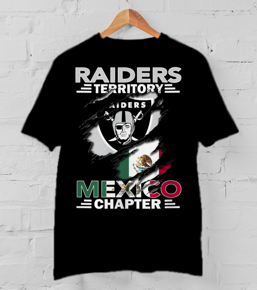 Raiders Territory Mexico Chapter Raiders Shield Mexican Flag T-Shirt