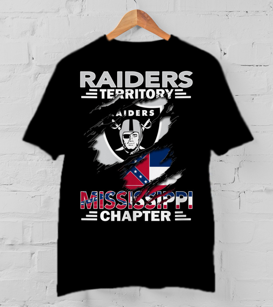 Raiders Territory Mississippi Chapter With Raiders Shield And Mississippi Flag Elements T-Shirt