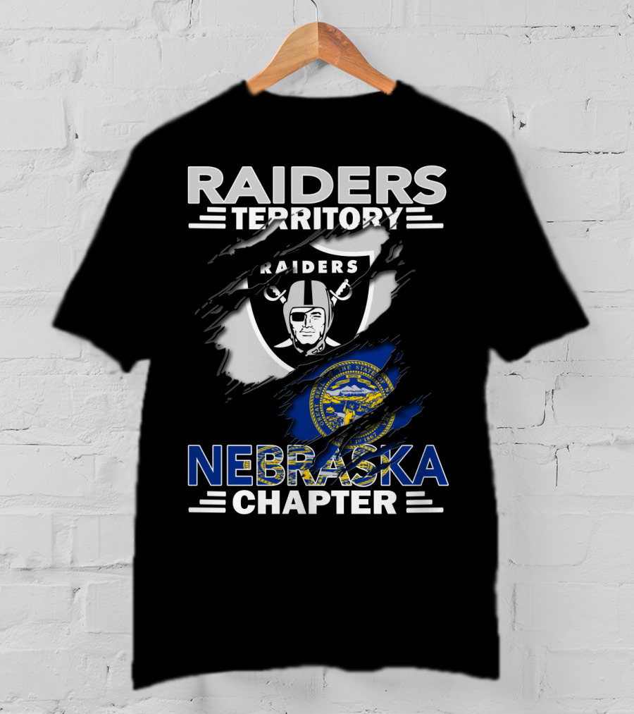 Raiders Territory Nebraska Chapter With Raiders Shield And Nebraska State Flag T-Shirt