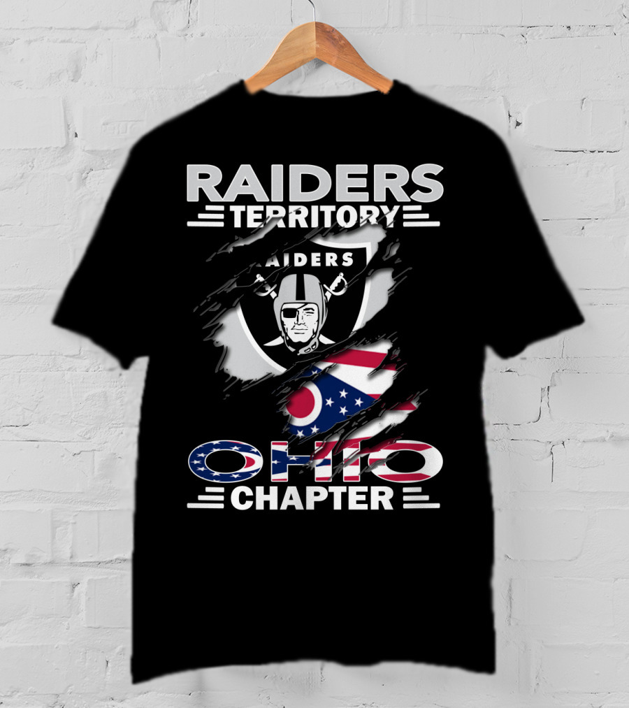 Raiders Territory Ohio Chapter With Ohio Flag And Raiders T-Shirt