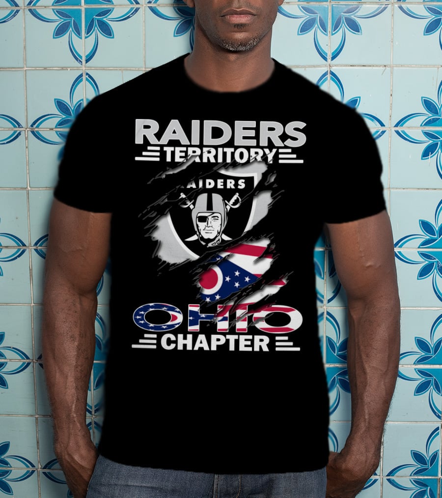 Raiders Territory Ohio Chapter With Ohio Flag And Raiders T-Shirt