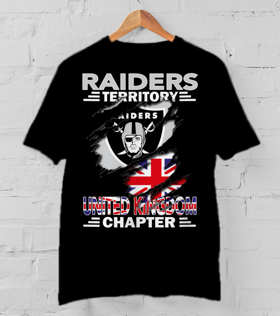 Raiders Territory United Kingdom Chapter Flag And Shield T-Shirt