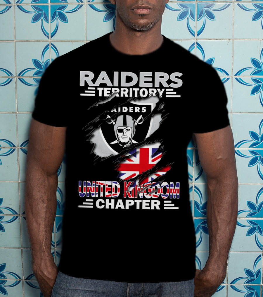 Raiders Territory United Kingdom Chapter Flag And Shield T-Shirt