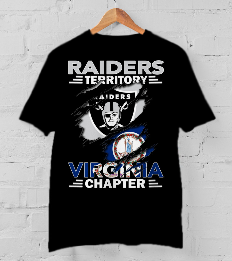 Raiders Territory Virginia Chapter Shield Torn Flag Raider Emblem T-Shirt