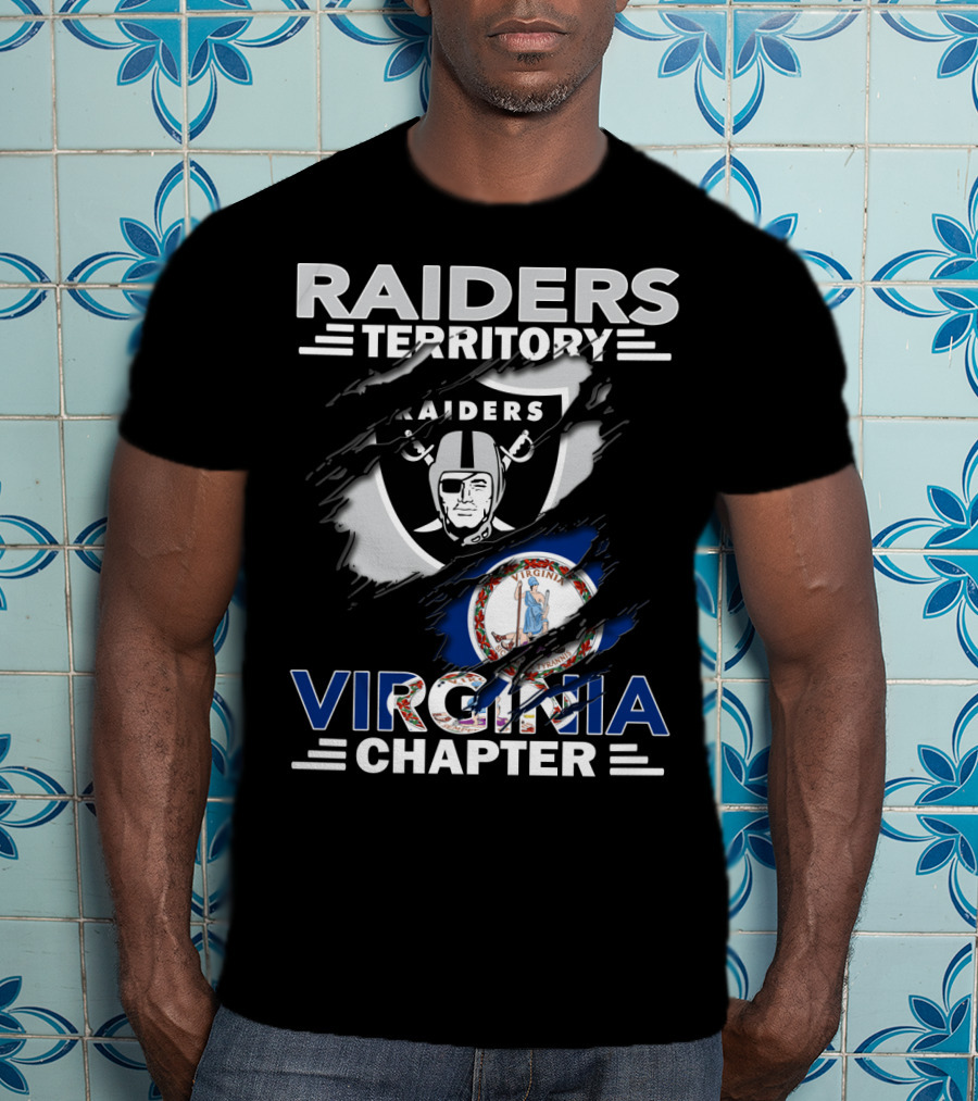 Raiders Territory Virginia Chapter Shield Torn Flag Raider Emblem T-Shirt