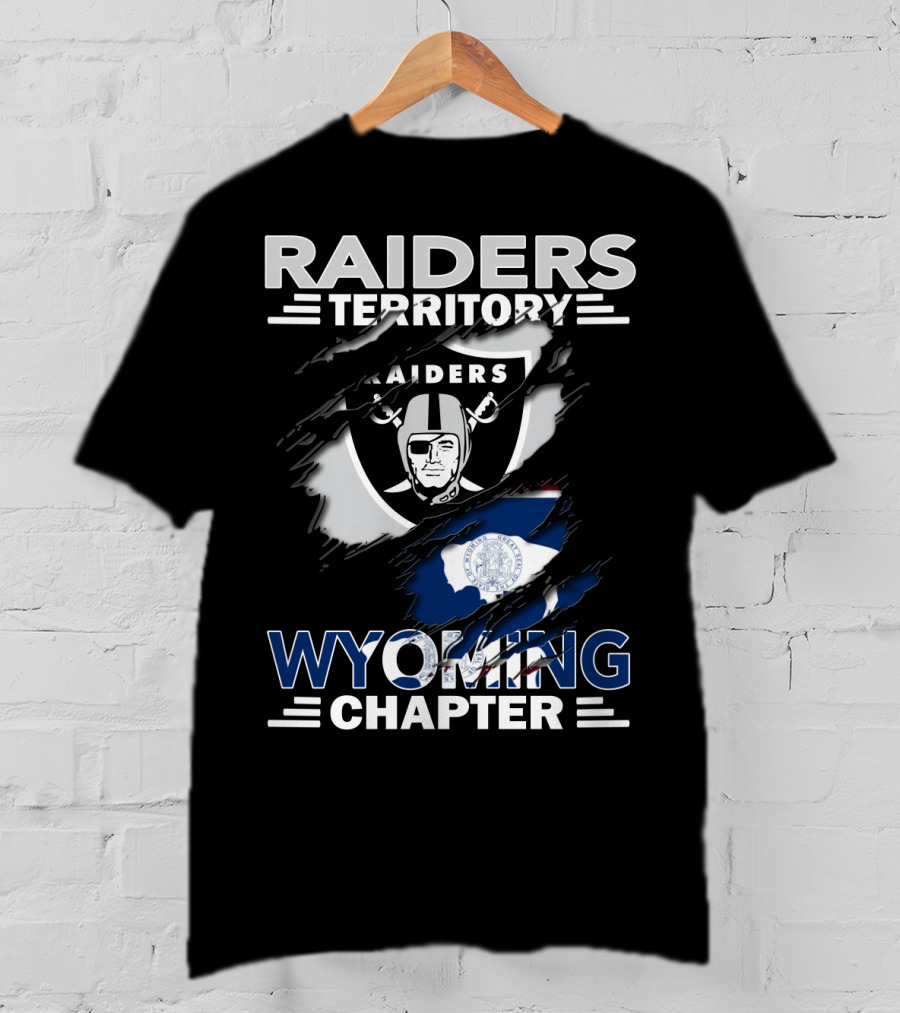 Raiders Territory Wyoming Chapter Nfl Fan Gear Raiders Logo Wyoming Flag T-Shirt
