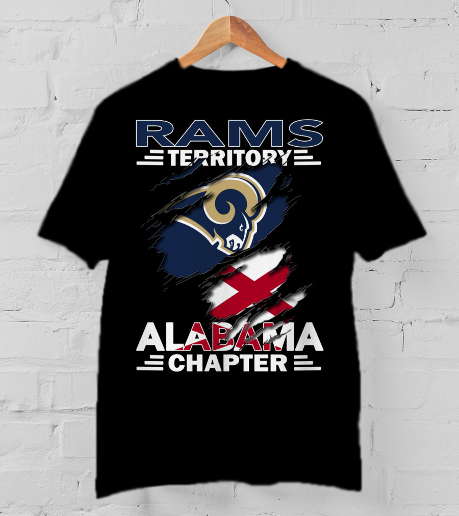 Rams Territory Alabama Chapter Logo With Rams And Alabama Flags T-Shirt