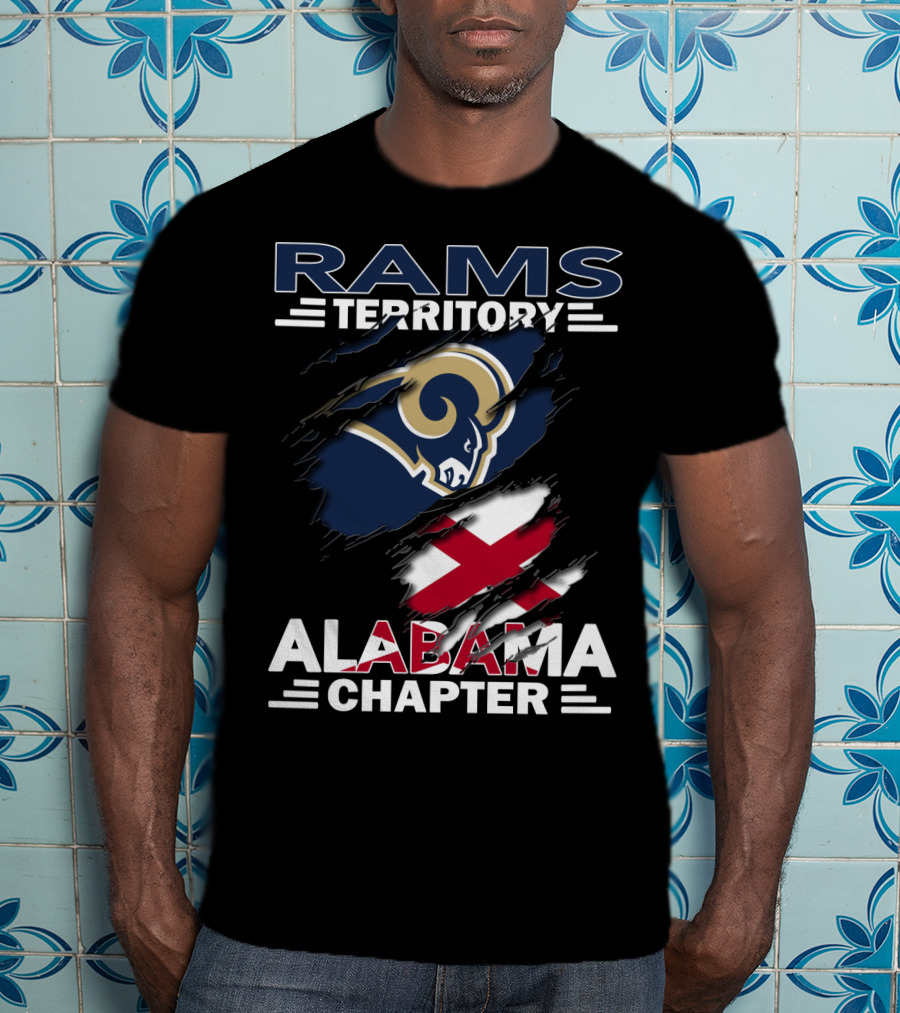 Rams Territory Alabama Chapter Logo With Rams And Alabama Flags T-Shirt