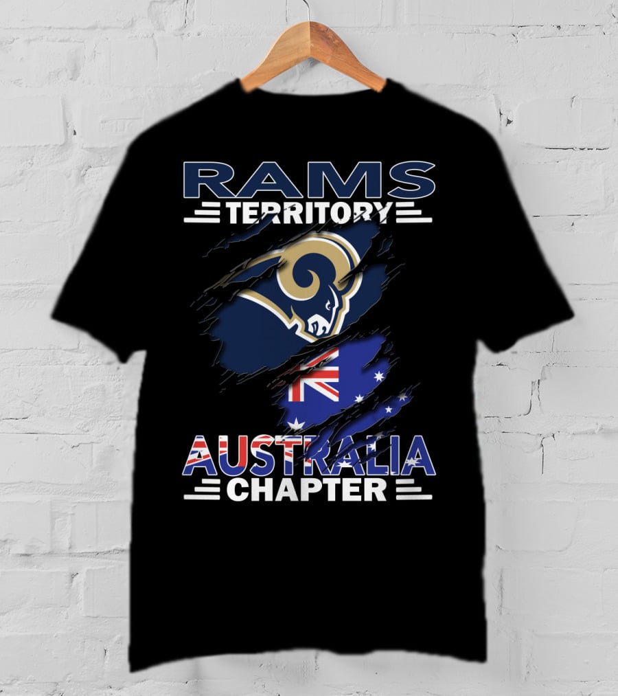 Rams Territory Australia Chapter With Rams Logo And Australian Flag T-Shirt