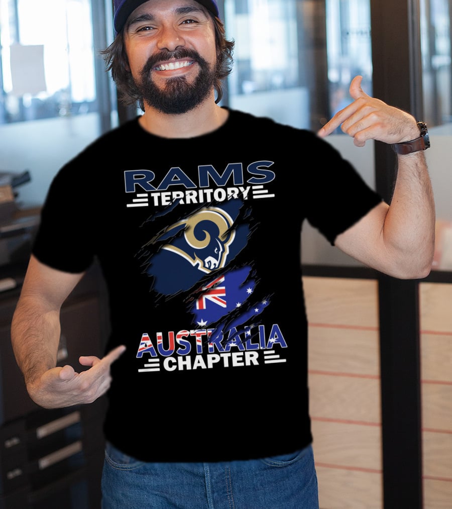 Rams Territory Australia Chapter With Rams Logo And Australian Flag T-Shirt