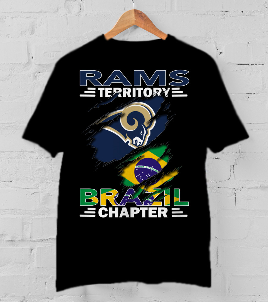 Rams Territory Brazil Chapter Logo With Brazil Flag And Ram T-Shirt