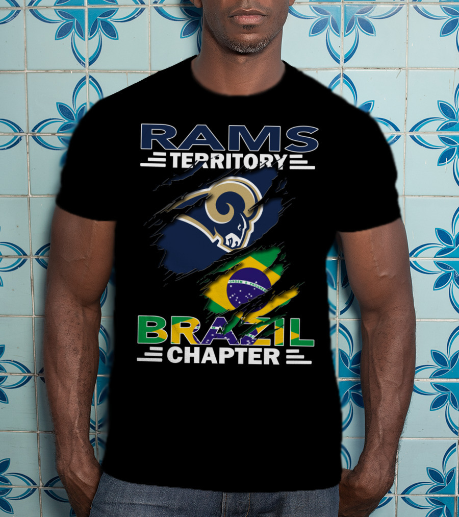 Rams Territory Brazil Chapter Logo With Brazil Flag And Ram T-Shirt
