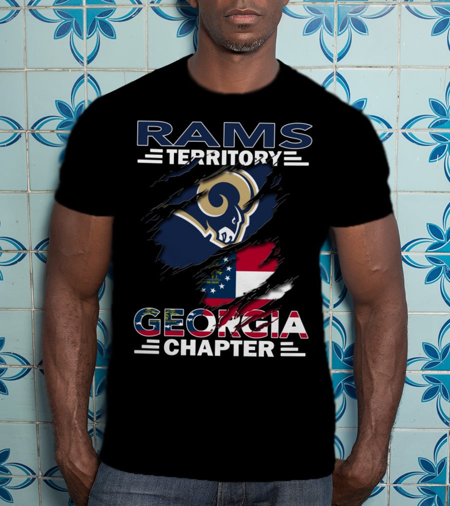 Rams Territory Georgia Chapter Rams Logo And Georgia Flag T-Shirt