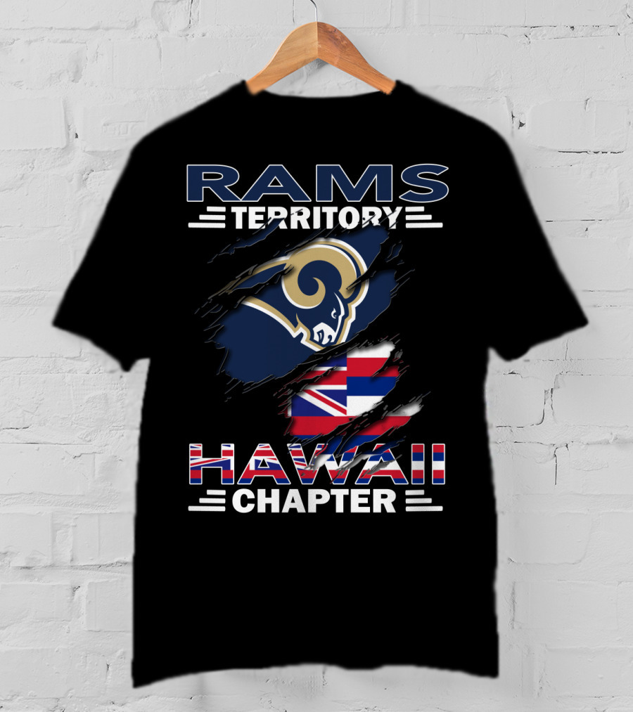 Rams Territory Hawaii Chapter NFL Logo Integration With Hawaiian Flag Elements T-Shirt