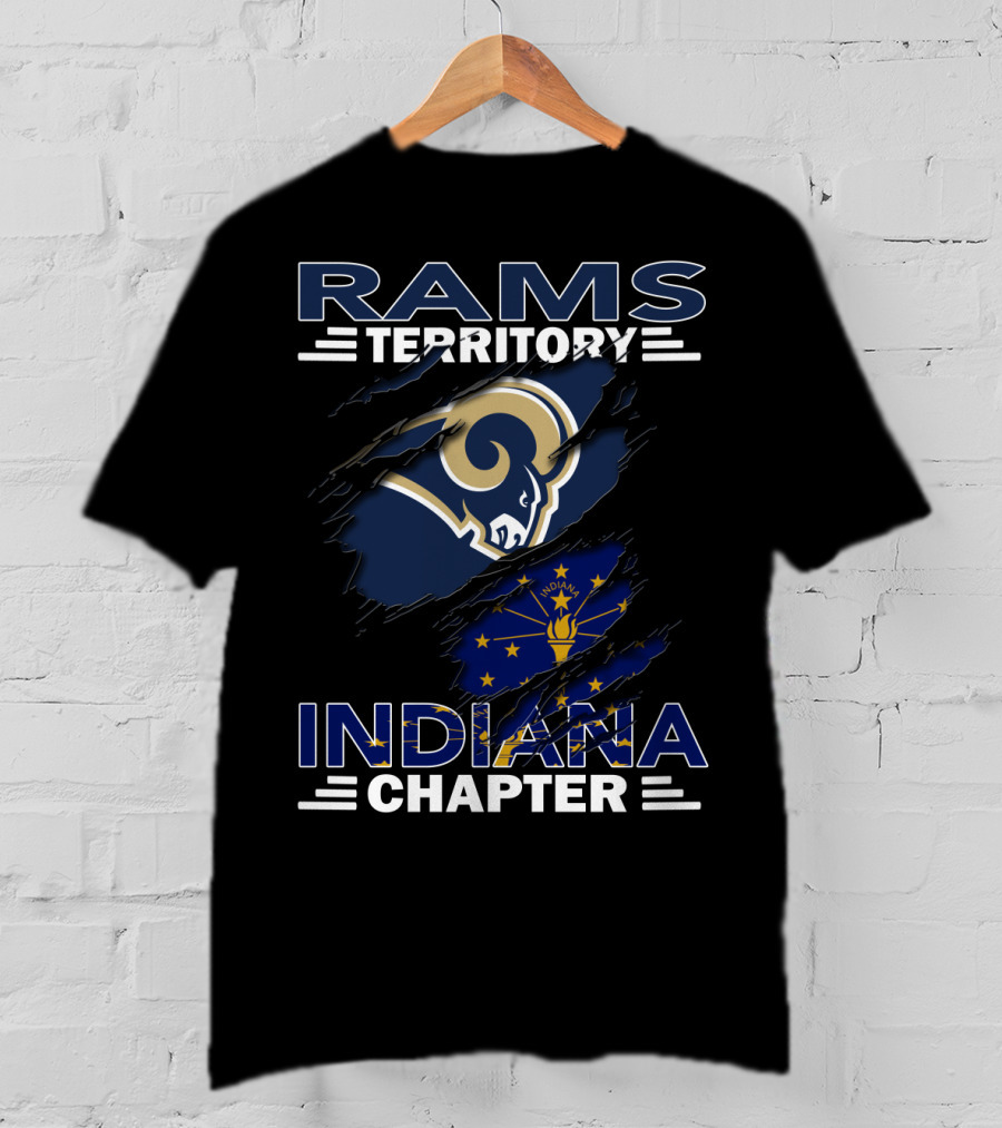 Rams Territory Indiana Chapter Indiana Flag And Rams T-Shirt