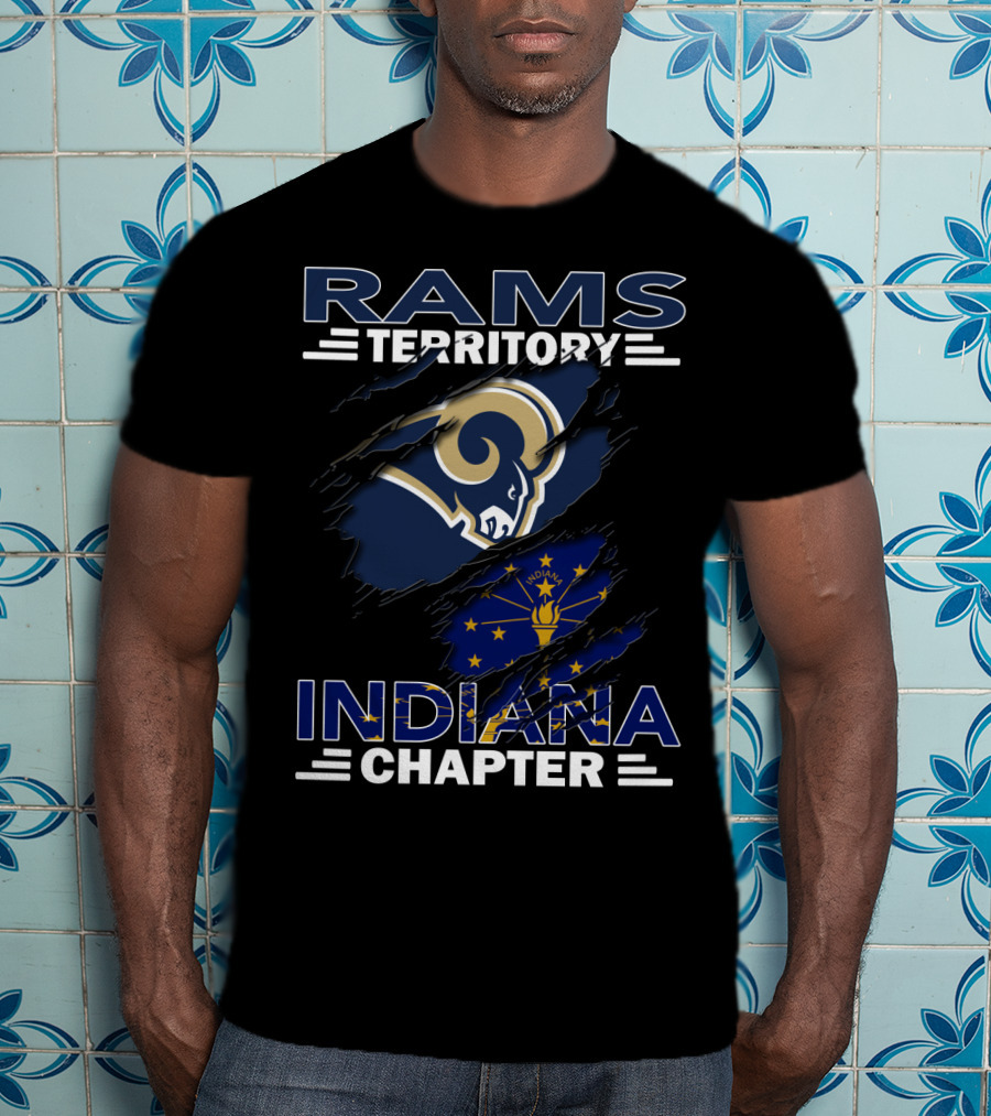 Rams Territory Indiana Chapter Indiana Flag And Rams T-Shirt