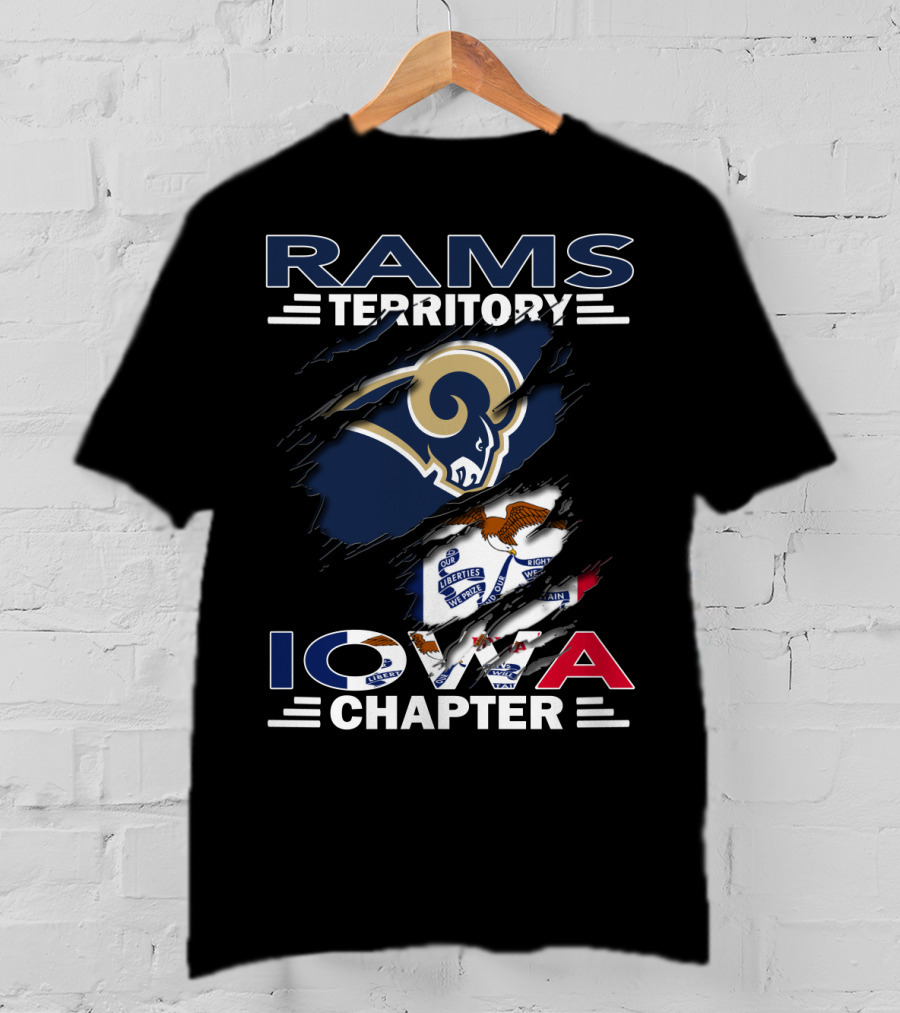 Rams Territory Iowa Chapter Logo With Rams Head And Iowa State Flag Elements T-Shirt