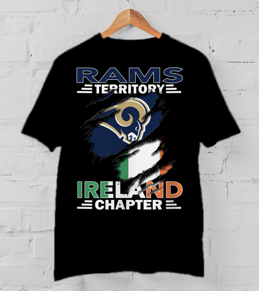 Rams Territory Ireland Chapter NFL Fan Logo With Irish Flag T-Shirt