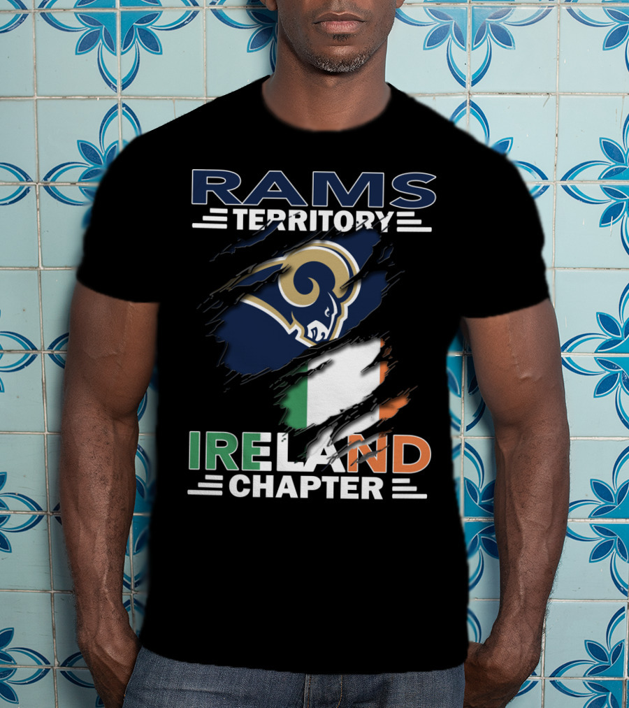 Rams Territory Ireland Chapter NFL Fan Logo With Irish Flag T-Shirt