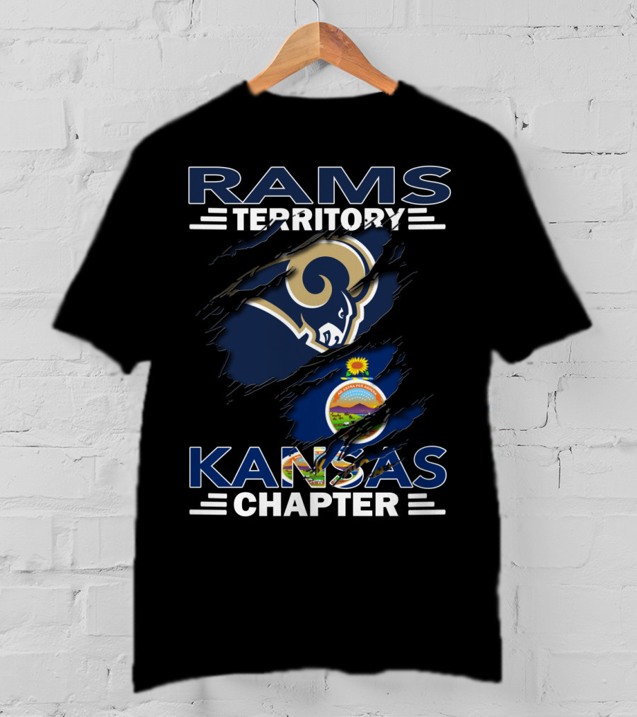 Rams Territory Kansas Chapter With NFL Team Logo And Kansas State Flag Elements T-Shirt
