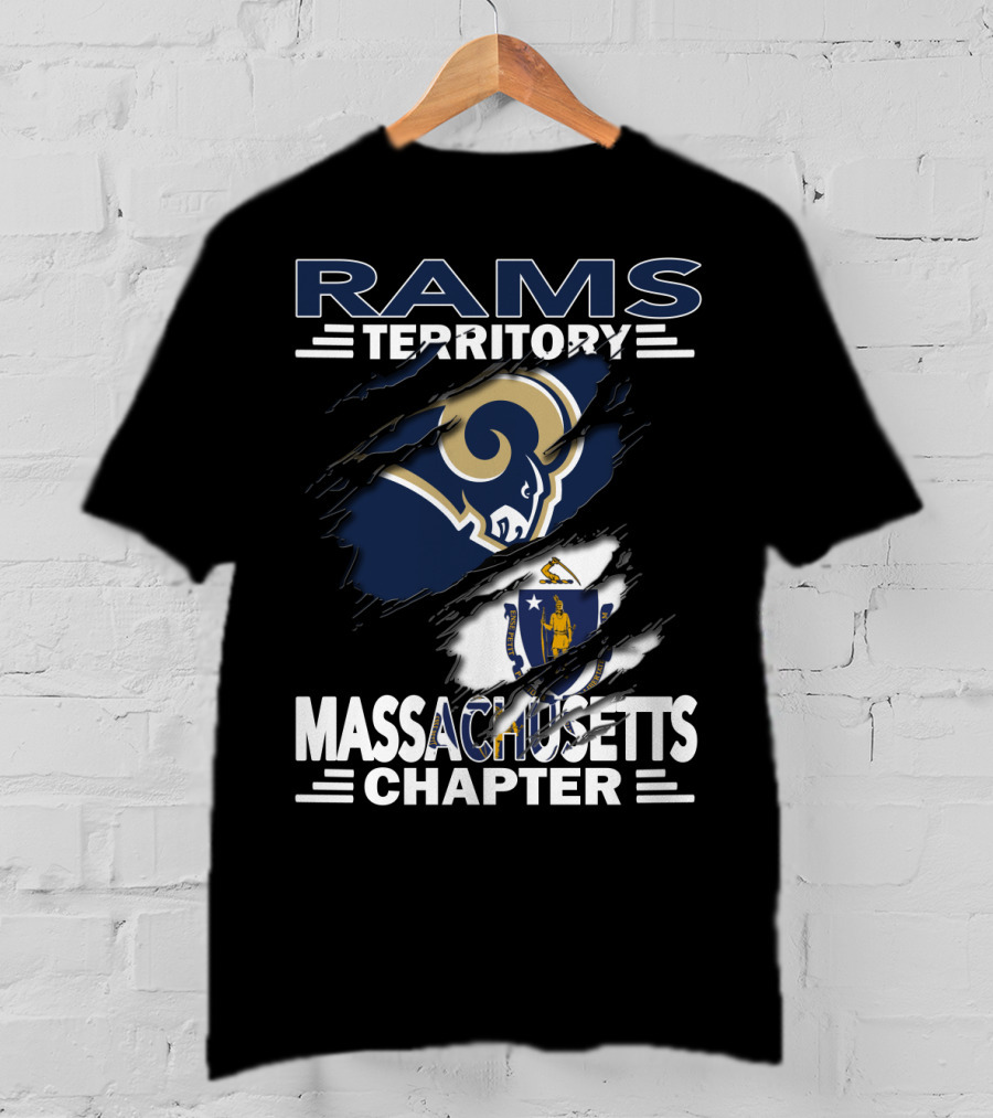 Rams Territory Massachusetts Chapter With Rams And Massachusetts Flag T-Shirt