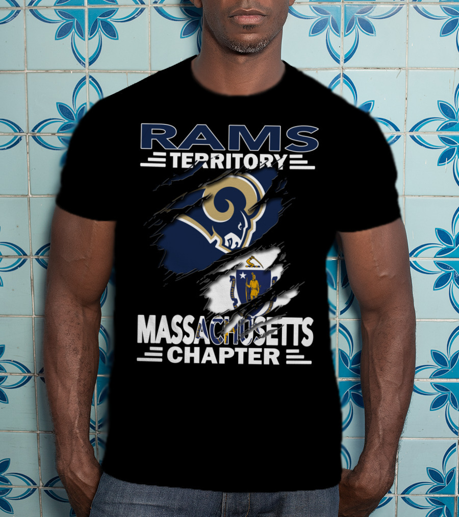 Rams Territory Massachusetts Chapter With Rams And Massachusetts Flag T-Shirt