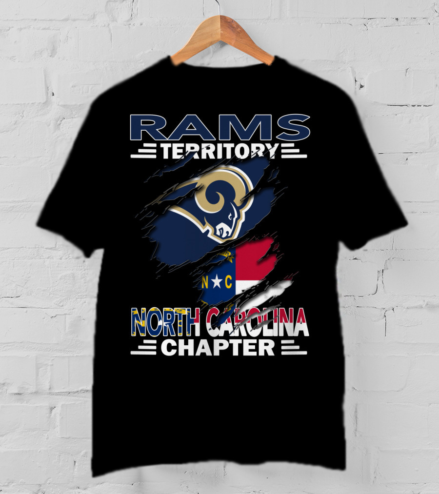 Rams Territory North Carolina Chapter Logo With Torn Flag T-Shirt