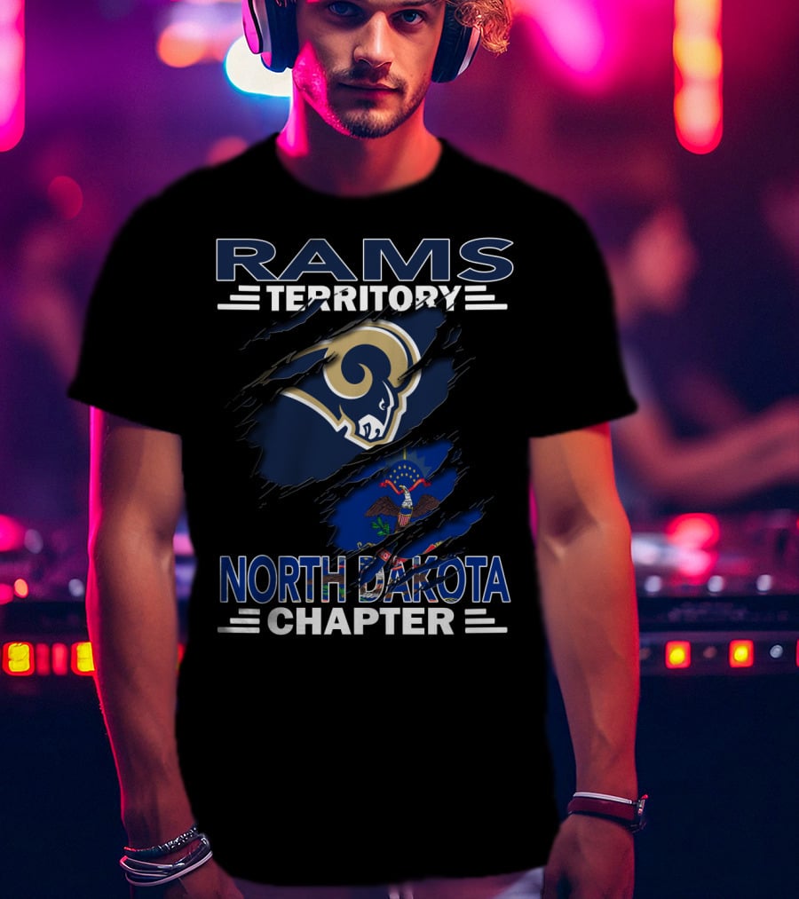 Rams Territory North Dakota Chapter With Rams Logo And State Flag Elements T-Shirt
