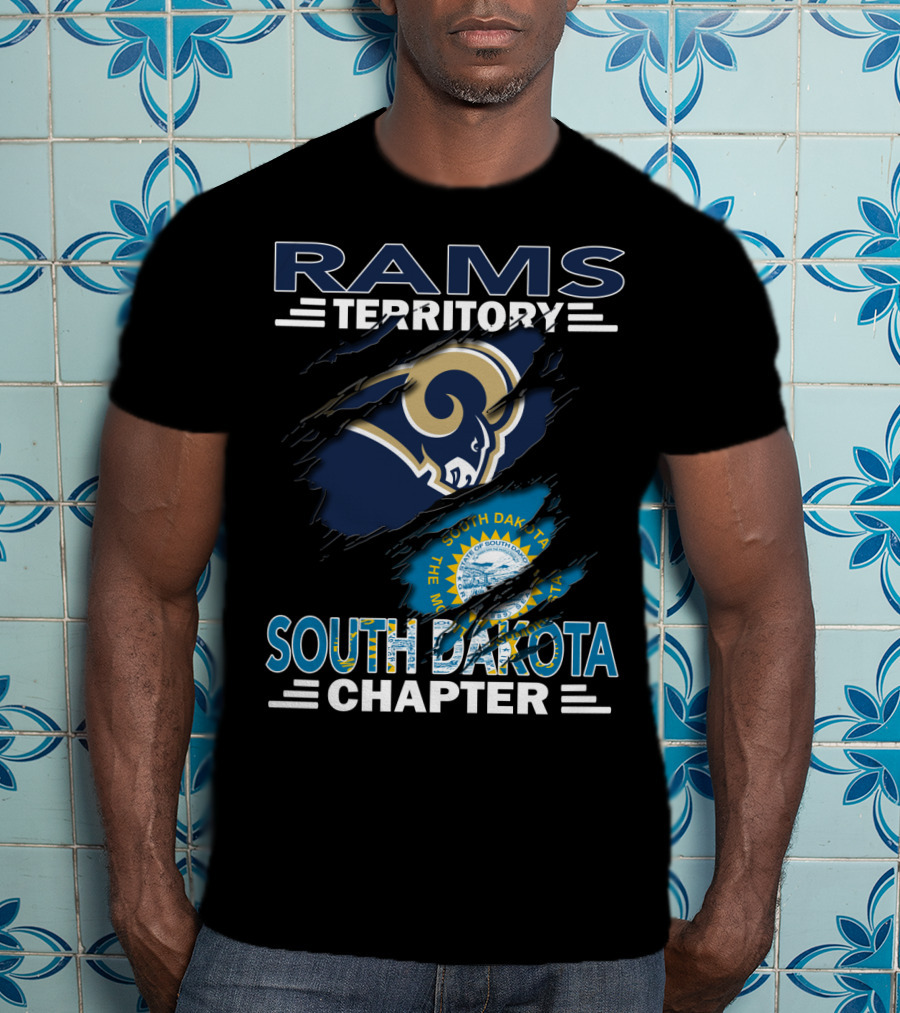 Rams Territory South Dakota Chapter Los Angeles Rams Fans With State Seal T-Shirt
